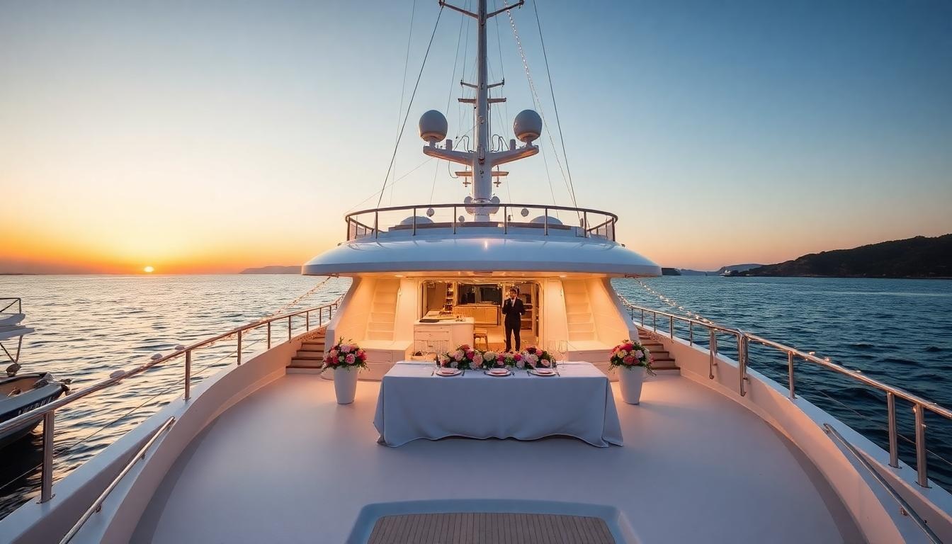 Elegant yacht celebration at sunset